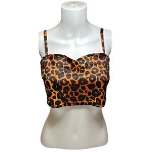 Amscan Womens Leopard Print Crop Top Orange Black Sweetheart Bralette S/M